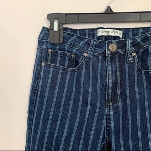 Urban Outfitters Dark Blue Vertical Stripe High-Rise Jeans